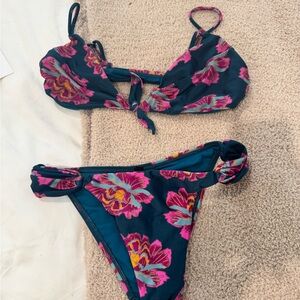 Vix Pink and Blue Floral Bikini Swimwear